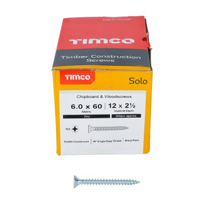 Solo Woodscrew PZ3 CSK Zinc
