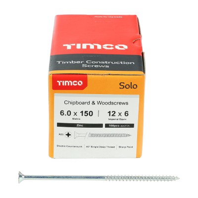Solo Woodscrew PZ3 CSK Zinc