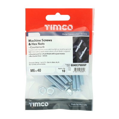 Machine Screw & Nut CSK - BZP