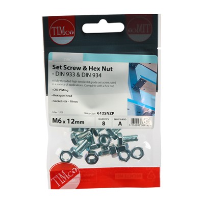Set Screw & Hex Nut - BZP