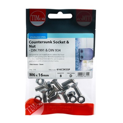 CSK Socket & Nut - A2 SS