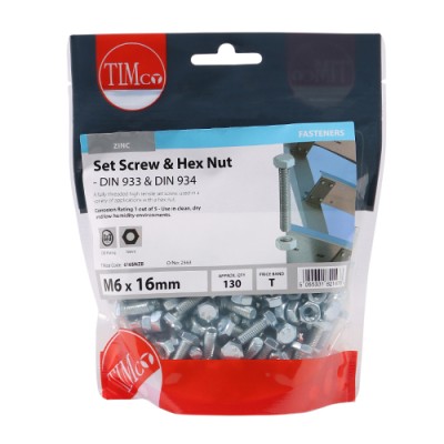 Set Screw & Hex Nut - BZP