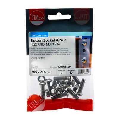 Button Socket & Nut - A2 SS