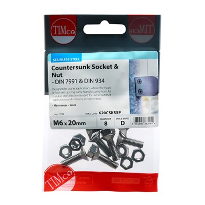 CSK Socket & Nut - A2 SS