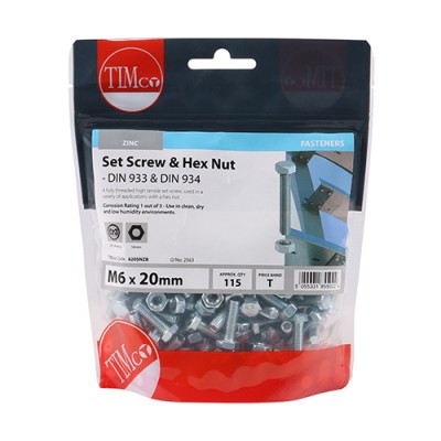 Set Screw & Hex Nut - BZP