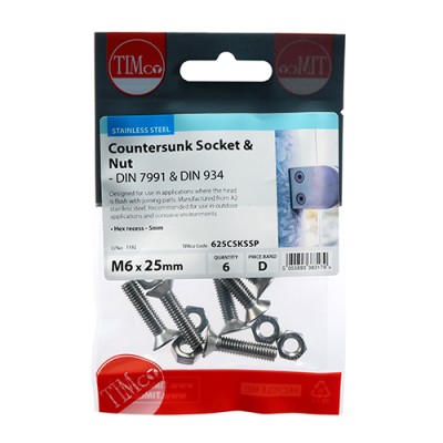 CSK Socket & Nut - A2 SS