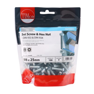 Set Screw & Hex Nut - BZP