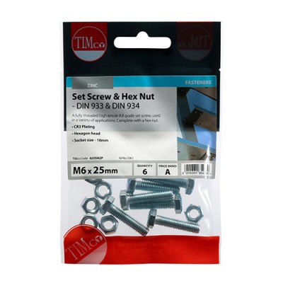 Set Screw & Hex Nut - BZP