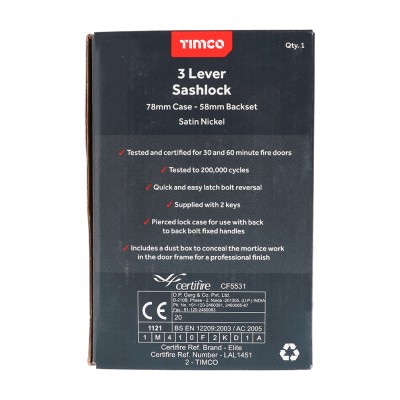 3 Lever Sashlock E. Brass