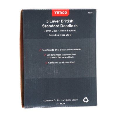 5 Lever BS Deadlock E. Brass