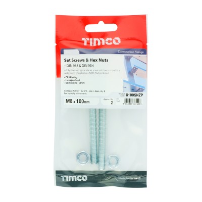 Set Screw & Hex Nut - BZP