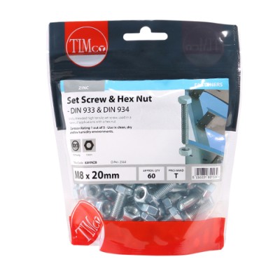 Set Screw & Hex Nut - BZP