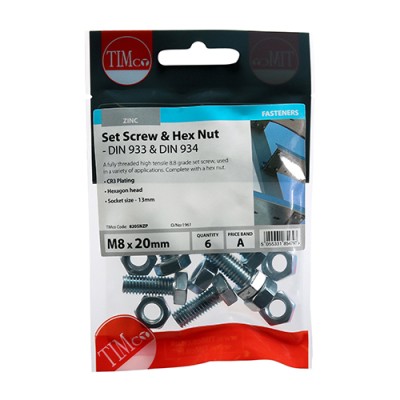 Set Screw & Hex Nut - BZP