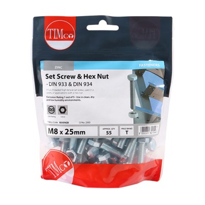 Set Screw & Hex Nut - BZP