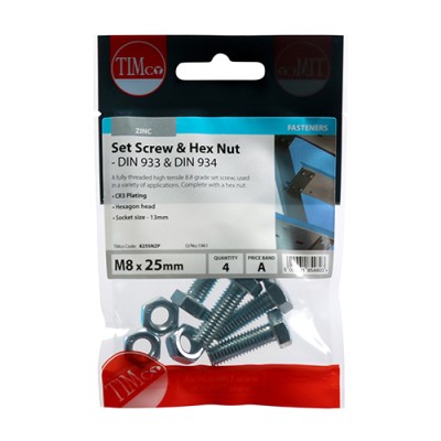 Set Screw & Hex Nut - BZP