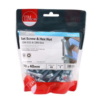 Set Screw & Hex Nut - BZP