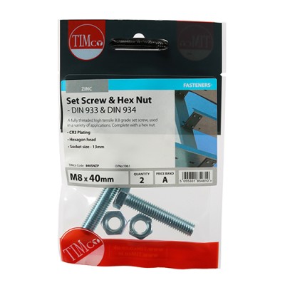 Set Screw & Hex Nut - BZP