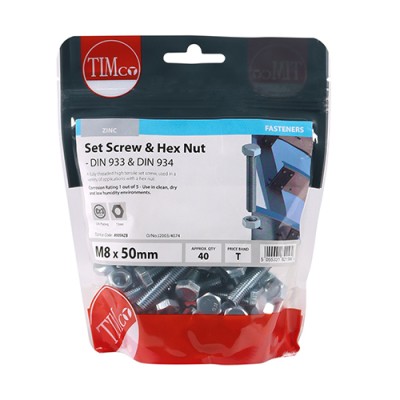 Set Screw & Hex Nut - BZP