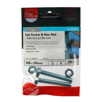 Set Screw & Hex Nut - BZP