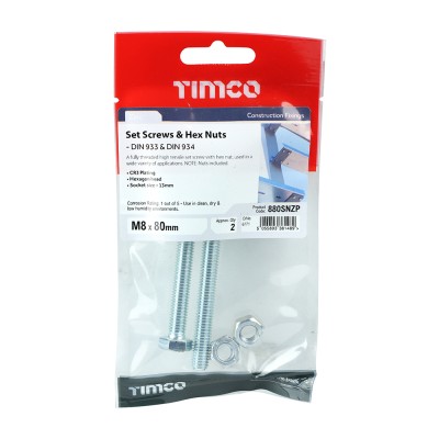 Set Screw & Hex Nut - BZP