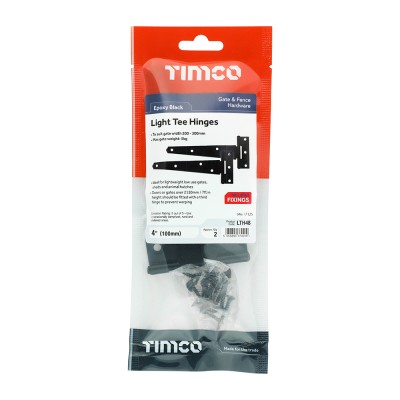 Light Tee Hinge Pair Black