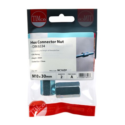 Connector Nut DIN 6334 - BZP