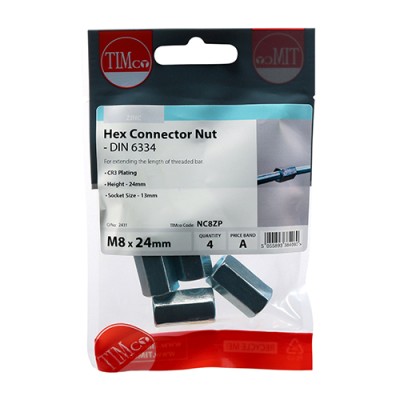 Connector Nut DIN 6334 - BZP