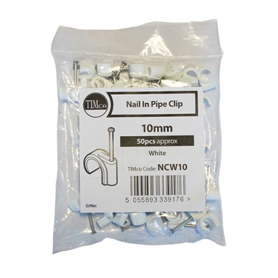 Nail In Pipe Clip - White
