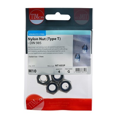 Nylon Nut Type T DIN 985 A2 SS