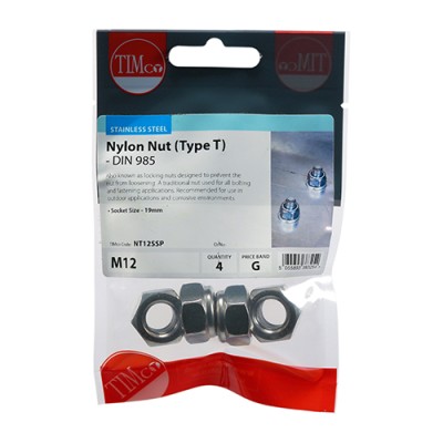 Nylon Nut Type T DIN 985 A2 SS