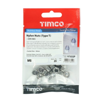 Nylon Nut Type T DIN 985 A2 SS