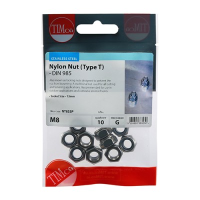 Nylon Nut Type T DIN 985 A2 SS