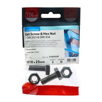 Set Screw & Hex Nut - A2 SS