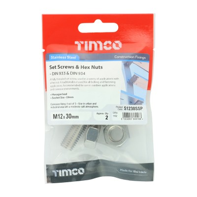 Set Screw & Hex Nut - A2 SS