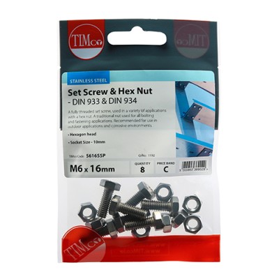 Set Screw & Hex Nut - A2 SS