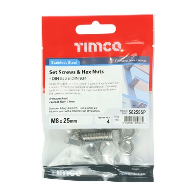 Set Screw & Hex Nut - A2 SS