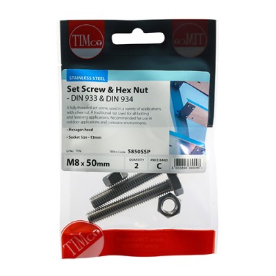 Set Screw & Hex Nut - A2 SS